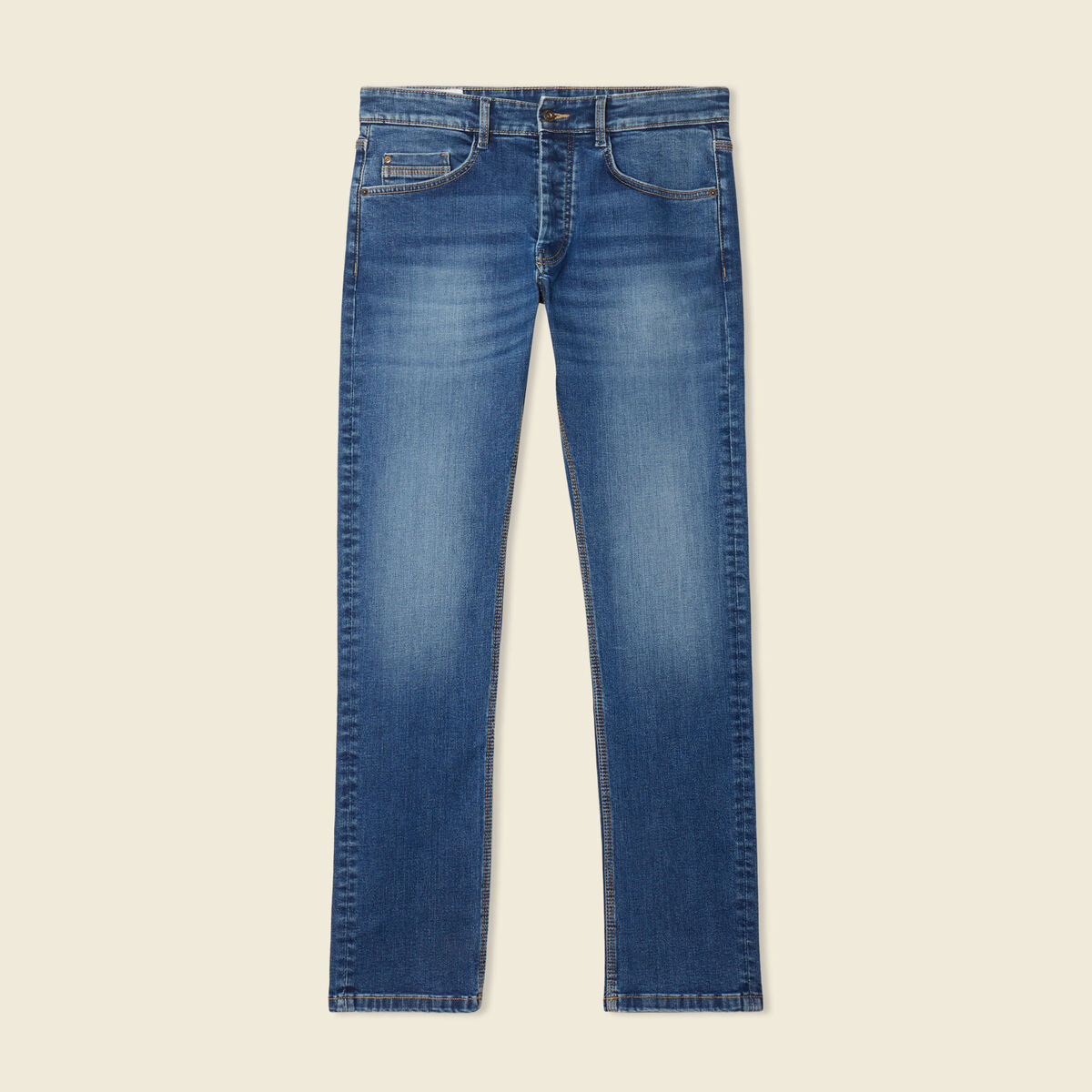 Jeans straight 5 poches denim stone homme
