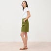 Bermuda large taille haute vert kaki femme