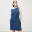 Robe sans manches col rond en jeans denim stone femme