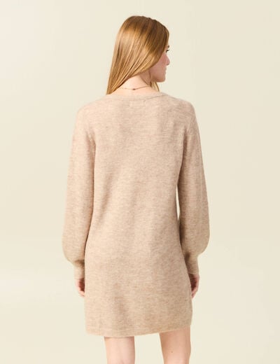 Robe pull droite taupe femme