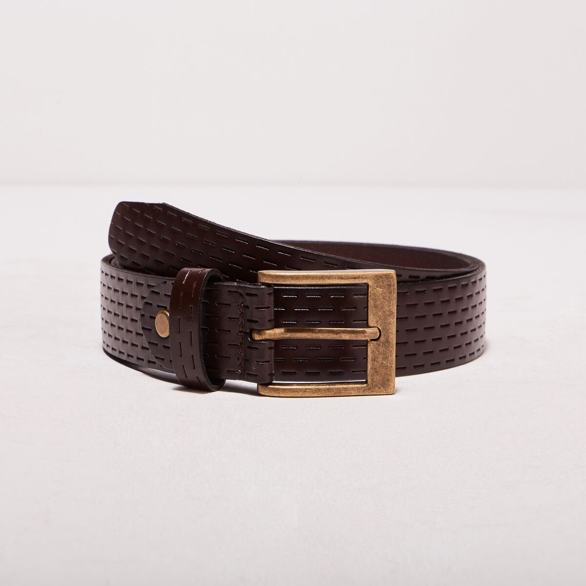 Ceinture en cuir marron fonc&eacute; homme