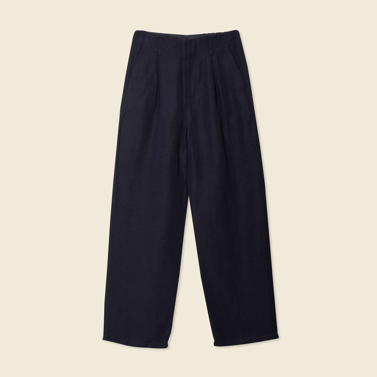 Pantalon large &agrave; pinces bleu fonc&eacute; femme