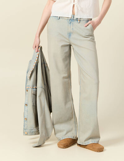 Jeans baggy bleu ciel femme