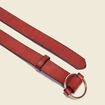 Ceinture en cuir boucle ronde rouge foncé femme