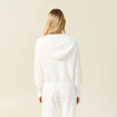 Gilet manches longues capuche ecru femme