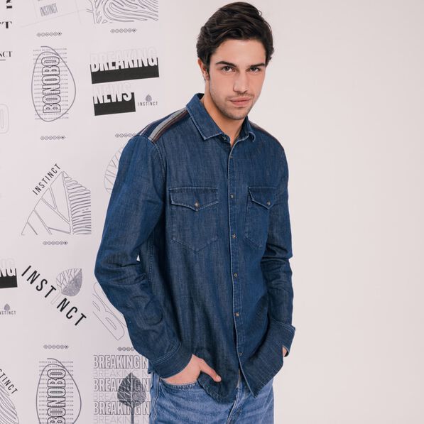 chemise manches longues jean denim brut homme Chemise manches longues jean denim brut homme