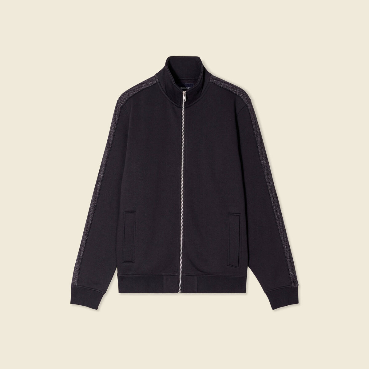 Gilet manches longues zippé noir homme
