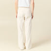 Pantalon large taille haute en velours ivoire femme