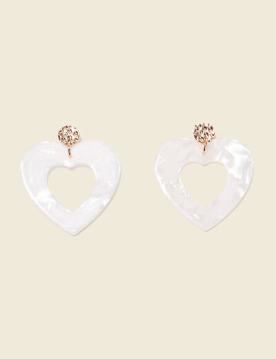 Boucles d'oreilles pendantes ecru femme