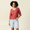 Pull manches 3/4 ajouré vieux rose femme