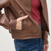Blouson manches longues similicuir marron femme