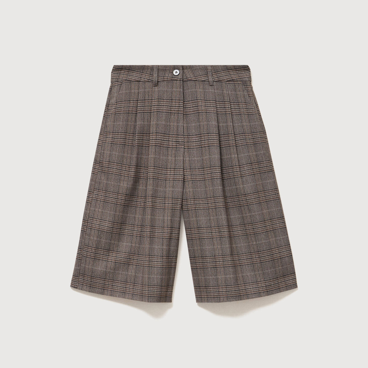 Bermuda large taille haute gris fonc&eacute; femme