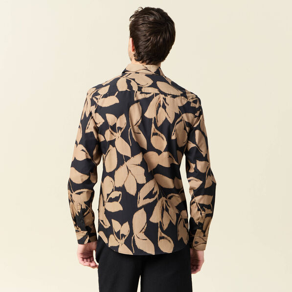 Chemise manches longues marron homme
