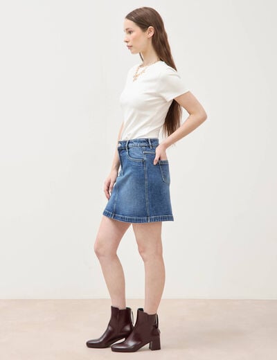 Mini-jupe en jeans bleu gris femme