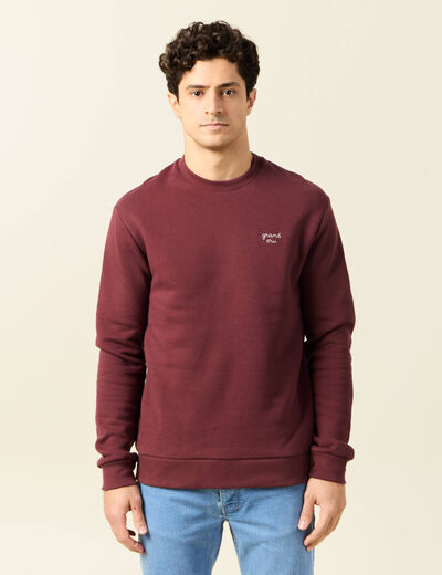 Sweat manches longues rouge foncé homme