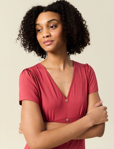 Robe longue droite rose framboise femme