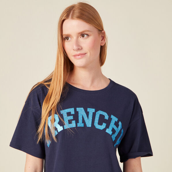 T-shirt manches courtes bleu marine femme