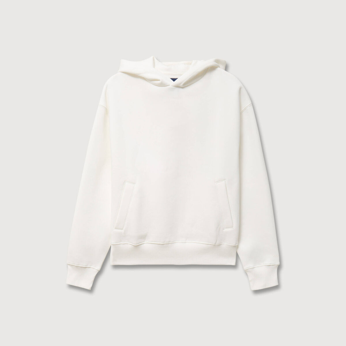 Sweat &agrave; capuche manches longues ecru homme