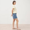 Blouse manches courtes jaune pastel femme