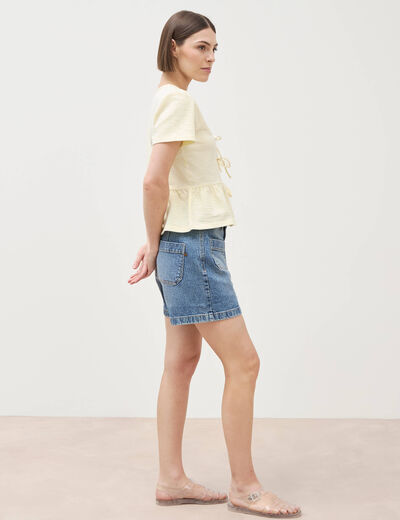 Blouse manches courtes jaune pastel femme