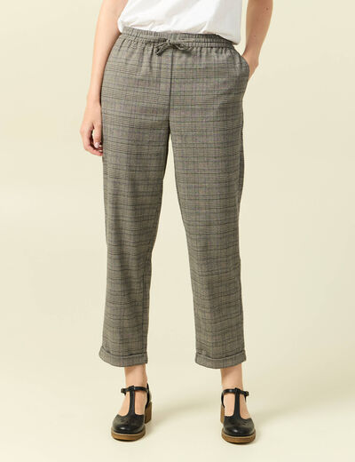 Pantalon taille haute fluide noir femme