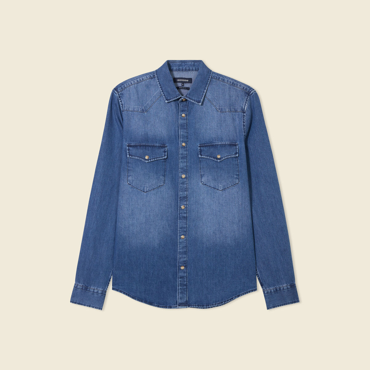 Chemise manches longues denim stone homme