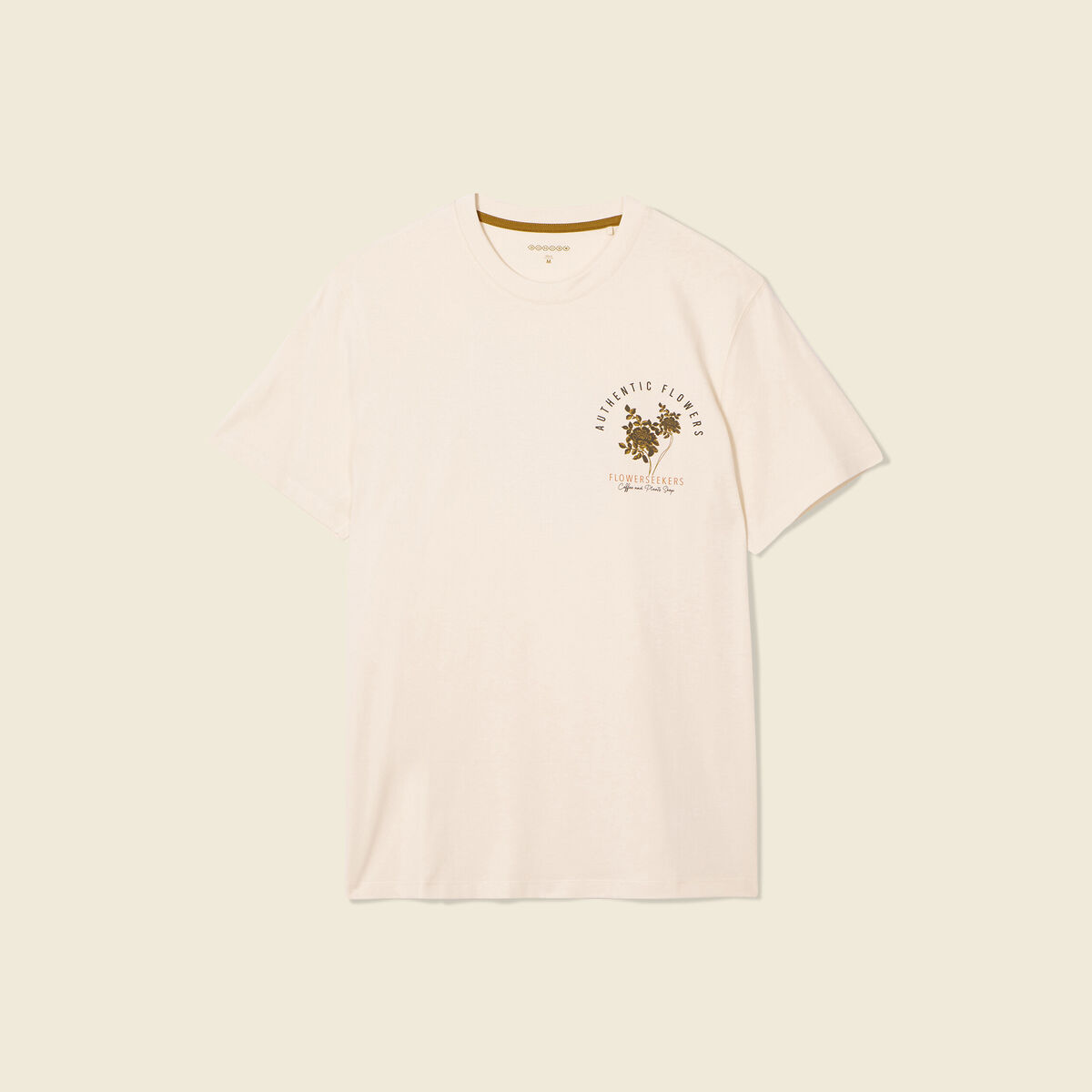 T-shirt manches courtes ecru homme