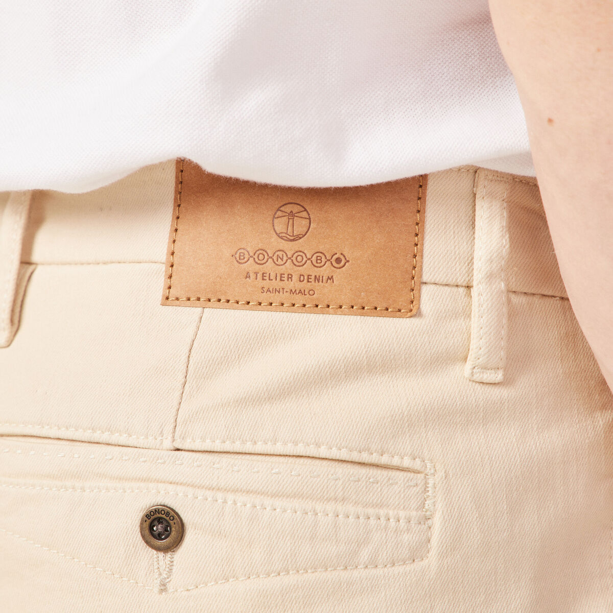 Pantalon chino slim beige homme