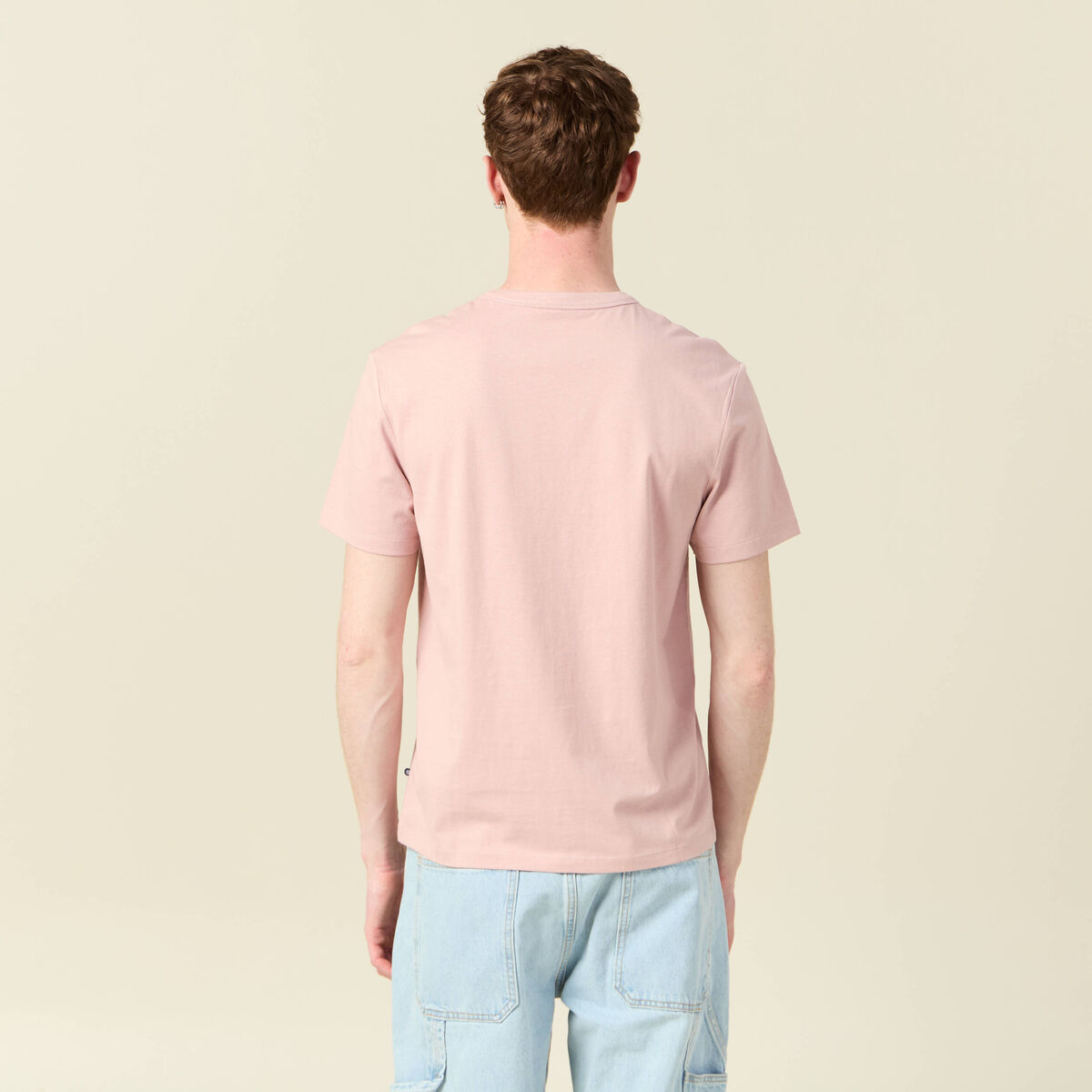 T-shirt en coton manches courtes rose pastel homme
