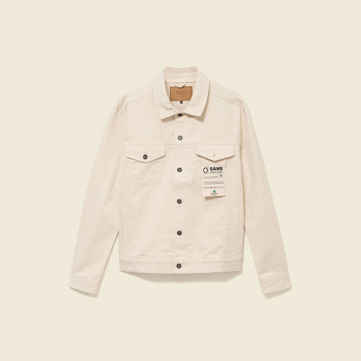 Veste manches longues col classique ecru homme