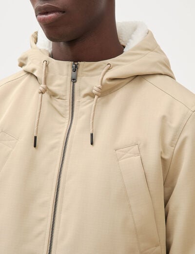 Parka courte &agrave; capuche beige homme
