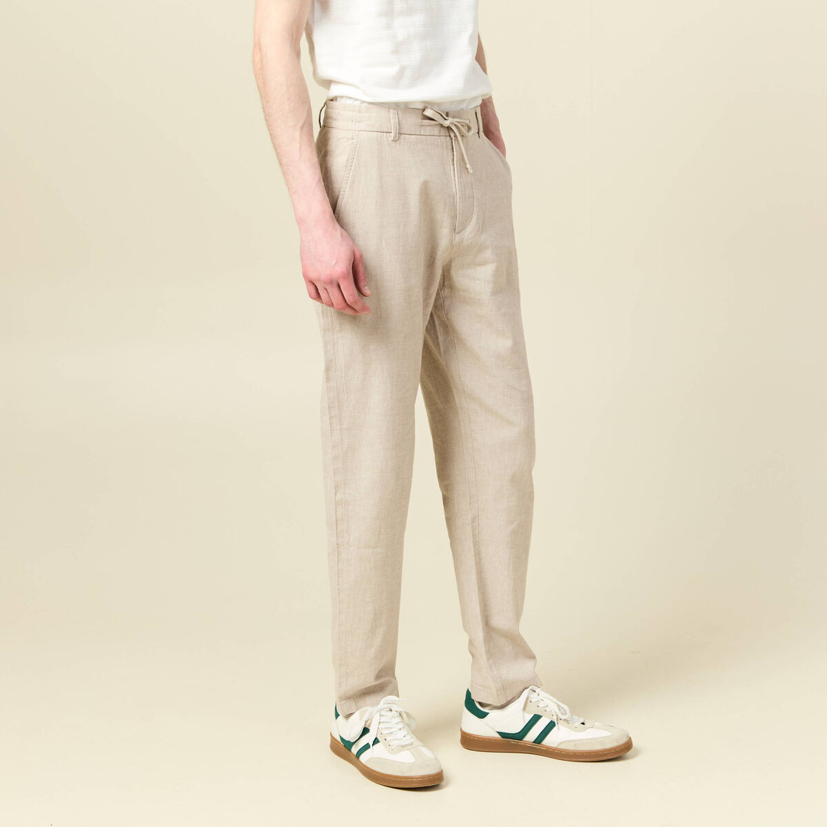 Chino coupe droite longueur 32 beige homme