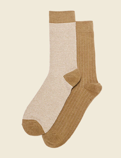 Lot 2 paires chaussettes marron homme