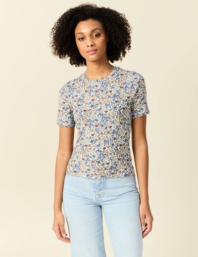 T-shirt manches courtes bleu clair femme
