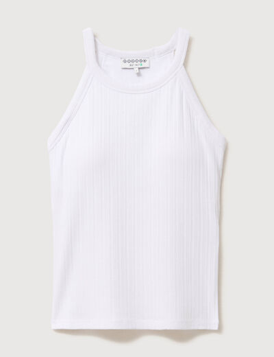 D&eacute;bardeur ajust&eacute; col rond doubl&eacute; blanc femme