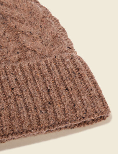 Bonnet tricoté à torsades marron foncé homme