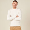 Pull manches longues col rond ecru homme