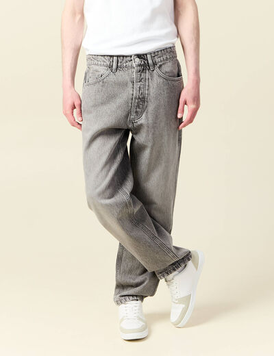 Jeans large relaxed denim gris homme
