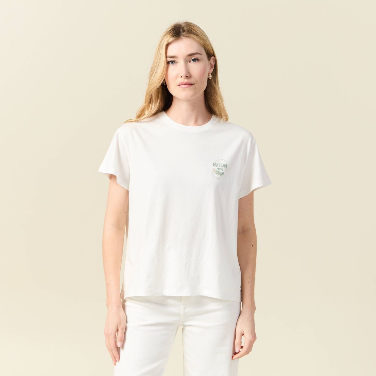 T-shirt manches courtes ecru femme