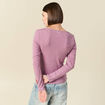 T-shirt cintr&eacute; manches longues col rond mauve femme