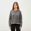 Gilet manches longues col rond gris femme