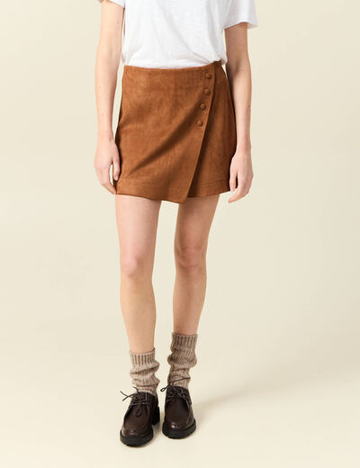 Jupe-short taille haute camel femme
