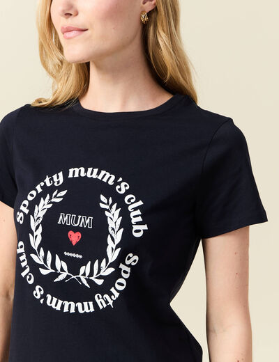 T-shirt manches courtes bleu marine femme