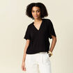 Blouse manches courtes noir femme