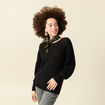 Pull manches longues col rond noir femme