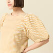 Blouse droite courte manches coude beige moyen femme