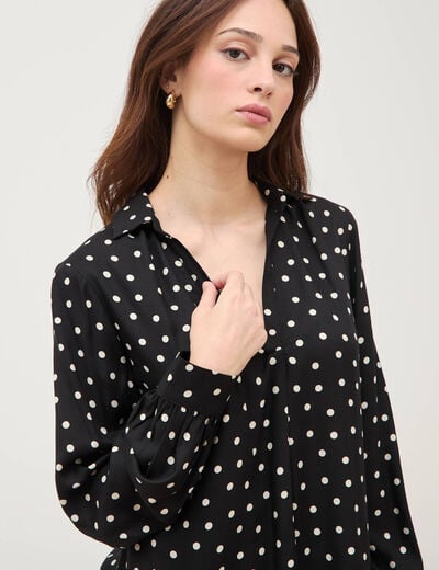 Blouse ample manches longues noir femme