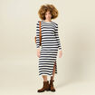 Robe tricot longue ajust&eacute;e bleu marine femme