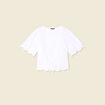 Blouse manches courtes brodée ecru femme