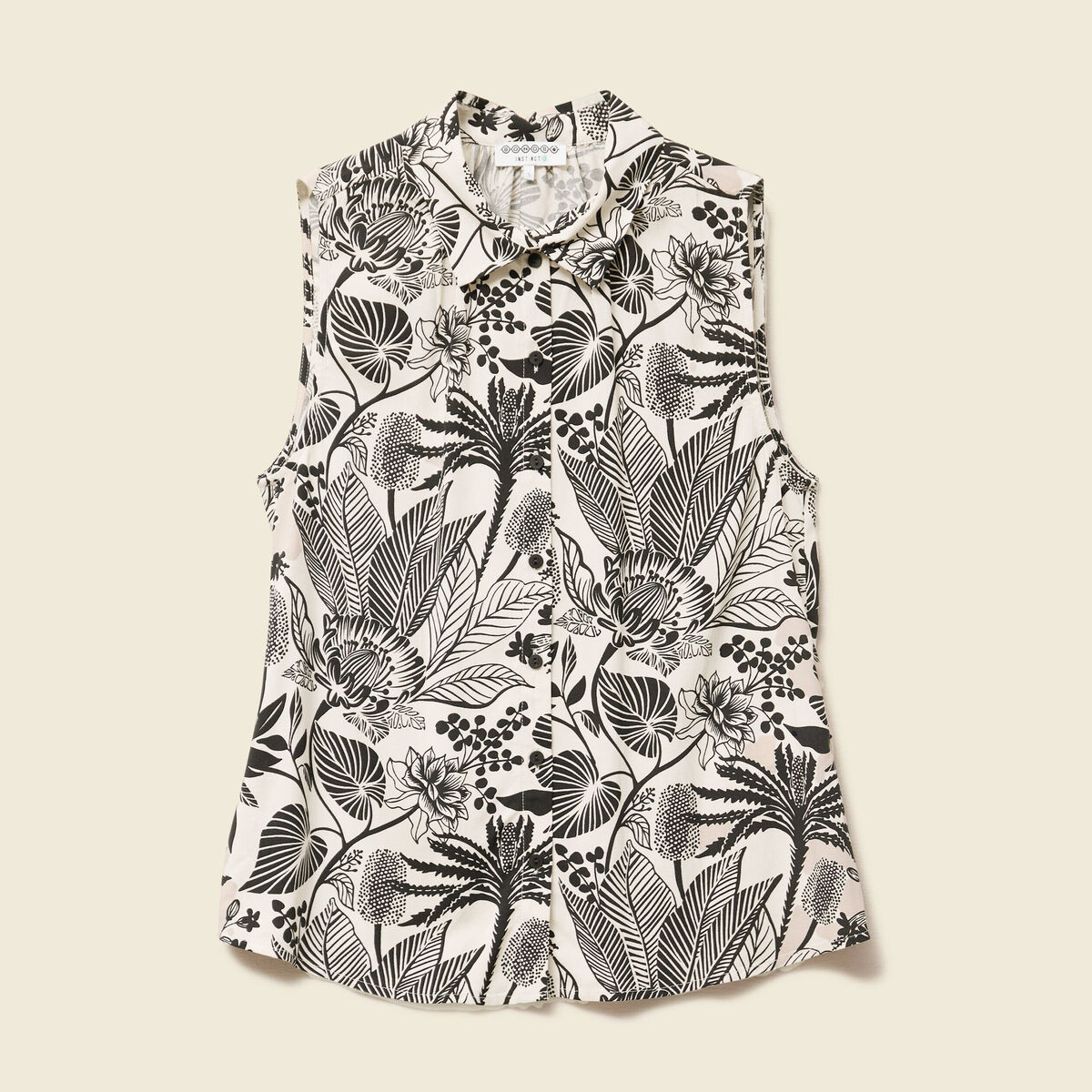 Chemise sans manches décolleté blanc femme